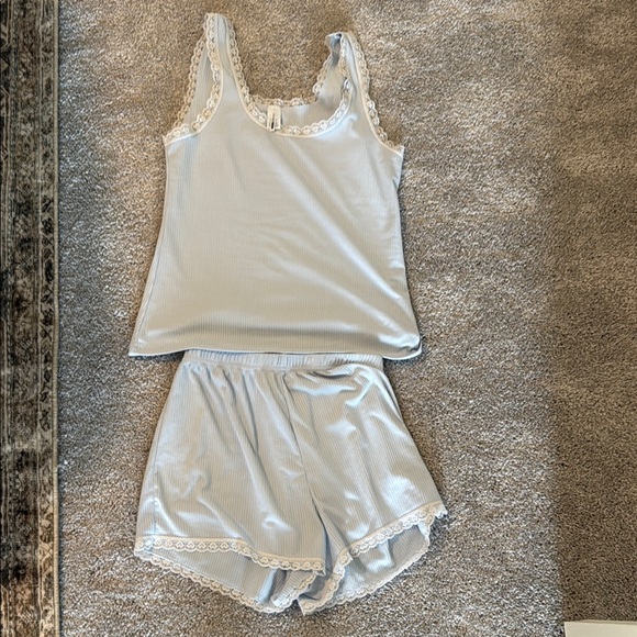 Fashion Nova Other - Light Blue Lace Trim Sleepwear Set